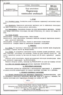 Drogi samochodowe - Regeneracja nawierzchni smołowych BN-66/8934-02 / Centralny Ośrodek Badań i Rozwoju Techniki Drogowej.