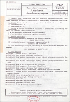 Tabor kolejowy wąskotorowy - Urządzenia zderzakowo-sprzęgowe BN-65/9316-01 / Centralny Ośrodek Badań i Rozwoju Techniki Kolejnictwa.