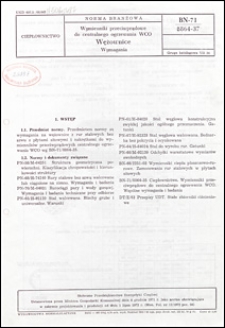 Wymienniki przeciwprądowe do centralnego ogrzewania WCO - Wężownice - Wymagania BN-71/8864-37 / Stołeczne Przedsiębiorstwo Energetyki Cieplnej.