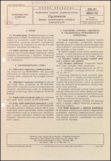 Kopalnie budynki powierzchniowe - Ogrzewanie - Zasady projektowania instalacji wewnętrznych BN-81/8900-02 / Autorzy projektu - Jan Krawczyk, Stefan Kłosowski, Ryszard Kowalski ; instytucja opracowująca normę - Gł&oacute;wne Biuro Studi&oacute;w i Projekt&oacute;w G&oacute;rniczych, Katowice.