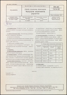 Odbitki drukarskie lakierowane - Wytyczne stosowania papierów BN-80/7414-02 / Ośrodek Badawczo-Rozwojowy Przemysłu Poligraficznego.