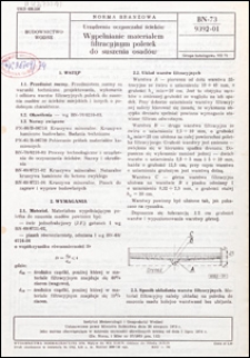 Urządzenia oczyszczalni ściek&oacute;w - Wypełnianie materiałem filtracyjnym poletek do suszenia osad&oacute;w BN-73/9392-01 / Instytut Meteorologii i Gospodarki Wodnej.