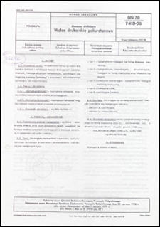 Maszyny drukujace - Walce drukarskie poliuretanowe BN-78/7418-06 / opracowanie normy - Ryszard Godlewski ; instytucja opracowująca normę - Ośrodek Badawczo-Rozwojowy Przemysłu Poligraficznego, Warszawa.