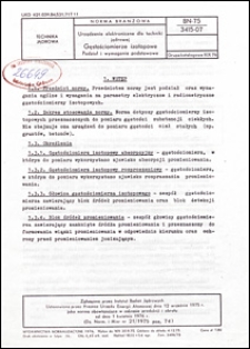 Urządzenia elektroniczne dla techniki jądrowej - Gęstościomierze izotopowe - Podział i wymagania podstawowe BN-75/3415-07 / Autor projektu normy - Piotr Urbański ; instytucja opracowująca normę - Instytut Badań Jądrowych, Branżowy Ośrodek Normalizacyjny Aparatury Jądrowej.