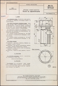 Gazociągi i instalacje gazownicze - Korek do odpowietrzania BN-70/8976-21 / Biuro Projekt&oacute;w Gazownictwa "Gazoprojekt".