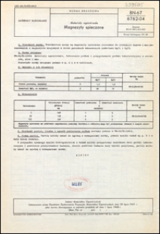 Materiały ogniotrwałe - Magnezyty spieczone BN-67/6762-04 / Instytut Materiał&oacute;w Ogniotrwałych.