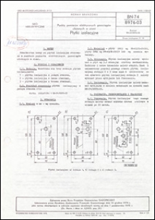 Punkty pomiar&oacute;w elektrycznych gazociąg&oacute;w ułożonych w ziemi - Płytki izolacyjne BN-74/8976-03 / autorzy projektu normy - Adam Zag&oacute;rowski, Czesław Łabiński, Henryk Myśliborski, Stanisław Lewandowski ; instytucja opracowująca normę - Biuro Projekt&oacute;w Gazownictwa GAZOPROJEKT, Wrocław.