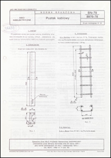 Pustak kablowy BN-79/8976-78 / autorzy projektu normy - Adam Burda, Adam Świrski i Stanisław Adamowicz ; instytucja opracowująca normę - Biuro Projekt&oacute;w Gazownictwa Gazoprojekt, Wrocław.