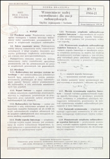 Wzmacniacze małej częstotliwości dla stacji radiowęzłowych - Og&oacute;lne wymagania i badania BN-71/8984-21 / instytucja opracowująca normę - Zjednoczenie Budownictwa Łączności.