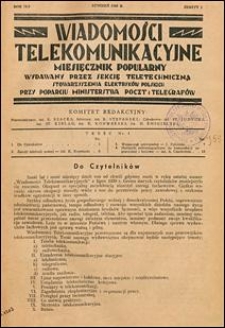 Wiadomości Telekomunikacyjne 1946 nr 1