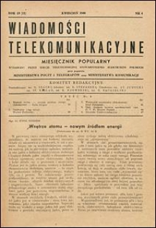 Wiadomości Telekomunikacyjne 1946 nr 4