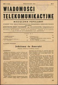 Wiadomości Telekomunikacyjne 1946 nr 9