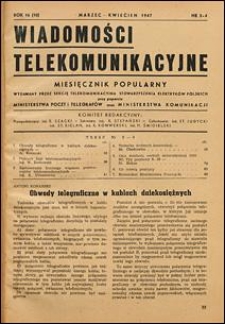 Wiadomości Telekomunikacyjne 1947 nr 3/4