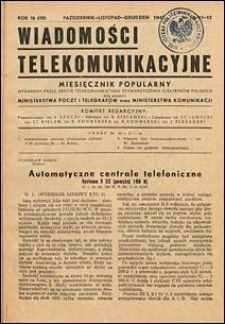 Wiadomości Telekomunikacyjne 1947 nr 10/11/12