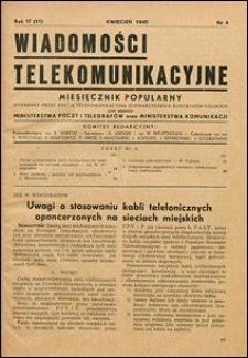 Wiadomości Telekomunikacyjne 1948 nr 4