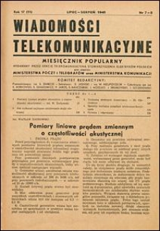 Wiadomości Telekomunikacyjne 1948 nr 7/8