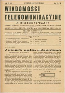 Wiadomości Telekomunikacyjne 1948 nr 11/12