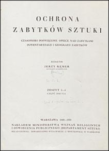 Ochrona Zabytków Sztuki 1930-1931 Z. 1-4 Cz. 2