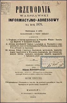 Przewodnik Warszawski Informacyjno-Adressowy na rok 1870