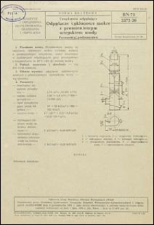Urządzenia odpylające - Odpylacze cyklonowe mokre z promieniowym wtryskiem wody - Parametry podstawowe BN-75/2372-20