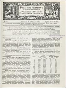 Przemysł Metalowy 1932 nr 17