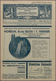 Przemysł Metalowy 1939 nr 5