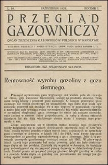 Przegląd Gazowniczy 1921 nr 10