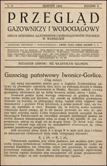 Przegląd Gazowniczy i Wodociągowy 1922 nr 8