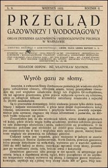 Przegląd Gazowniczy i Wodociągowy 1922 nr 9