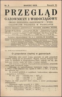 Przegląd Gazowniczy i Wodociągowy 1923 nr 3