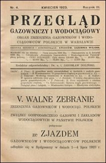 Przegląd Gazowniczy i Wodociągowy 1923 nr 4