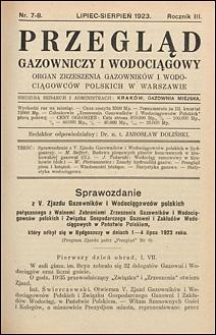 Przegląd Gazowniczy i Wodociągowy 1923 nr 7/8