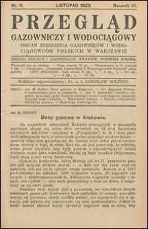 Przegląd Gazowniczy i Wodociągowy 1923 nr 11