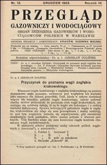 Przegląd Gazowniczy i Wodociągowy 1923 nr 12