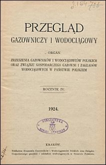 Przegląd Gazowniczy i Wodociągowy 1924 Treść Rocznika IV
