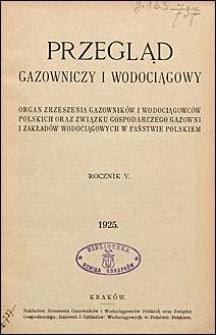 Przegląd Gazowniczy i Wodociągowy 1925 Treść Rocznika V