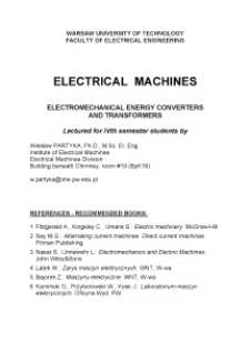 Electrical machines laboratory : Basic course (Vth semestr) : manuals for experiments and reports