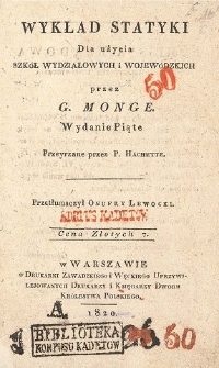 Wykład statyki dla użycia szkół wydziałowych i wojewódzkich