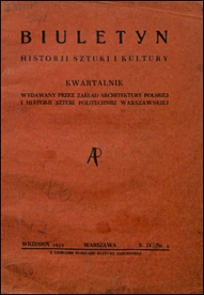 Biuletyn Historji Sztuki i Kultury 1935 nr 1