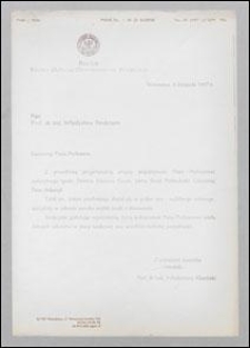 List gratulacyjny od Rektora Szkoły Głównej Gospodarstwa Wiejskiego w Warszawie prof. Włodzimierza Klucińskiego do prof. Władysława Findeisena, z dnia 05.11.1997