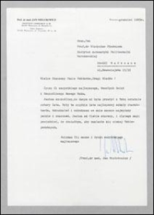 List od prof. Jana Nielubowicza z Instytutu Chirurgii Akademii Medycznej do prof. Władysława Findeisena, z grudnia 1985 r.