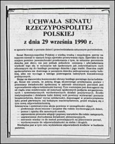 Motywy decyzji: list do redakcji w sprawie Uchwały Senatu RP z dnia 29 września 1990 r.