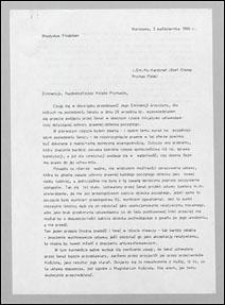 List Władysława Findeisena do Ks. Kardynała Józefa Glempa, z dnia 3 października 1990 r.