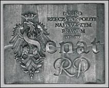 Medal „Senat RP 1493-1993” z godłem Senatu RP oraz hasłem „Dobro Rzeczypospolitej Najwyższym Prawem”