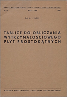 Tablice do obliczania wytrzymałościowego płyt prostokątnych