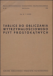 Tablice do obliczania wytrzymałościowego płyt prostokątnych