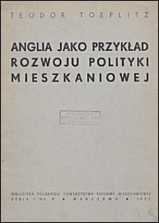 Anglia jako przykład rozwoju polityki mieszkaniowej