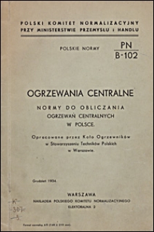 Ogrzewania centralne : normy do obliczania ogrzewań centralnych w Polsce