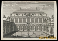 Elevation de la facade du salon vis a vis du bain de l'orangerie royale