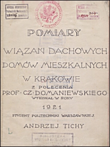 Pomiary wiązań dachowych domów mieszkalnych w Krakowie